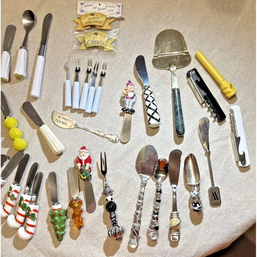 42 pcs-Charcuterie Cheese Knives Spreaders-variety styles w/‎ wine top & openers